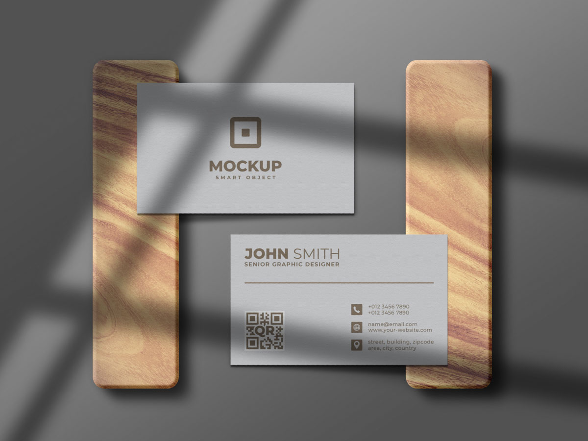 6款极简带阴影商务名片卡片设计贴图样机 Minimal And Clean Business Card Mockup_img_2