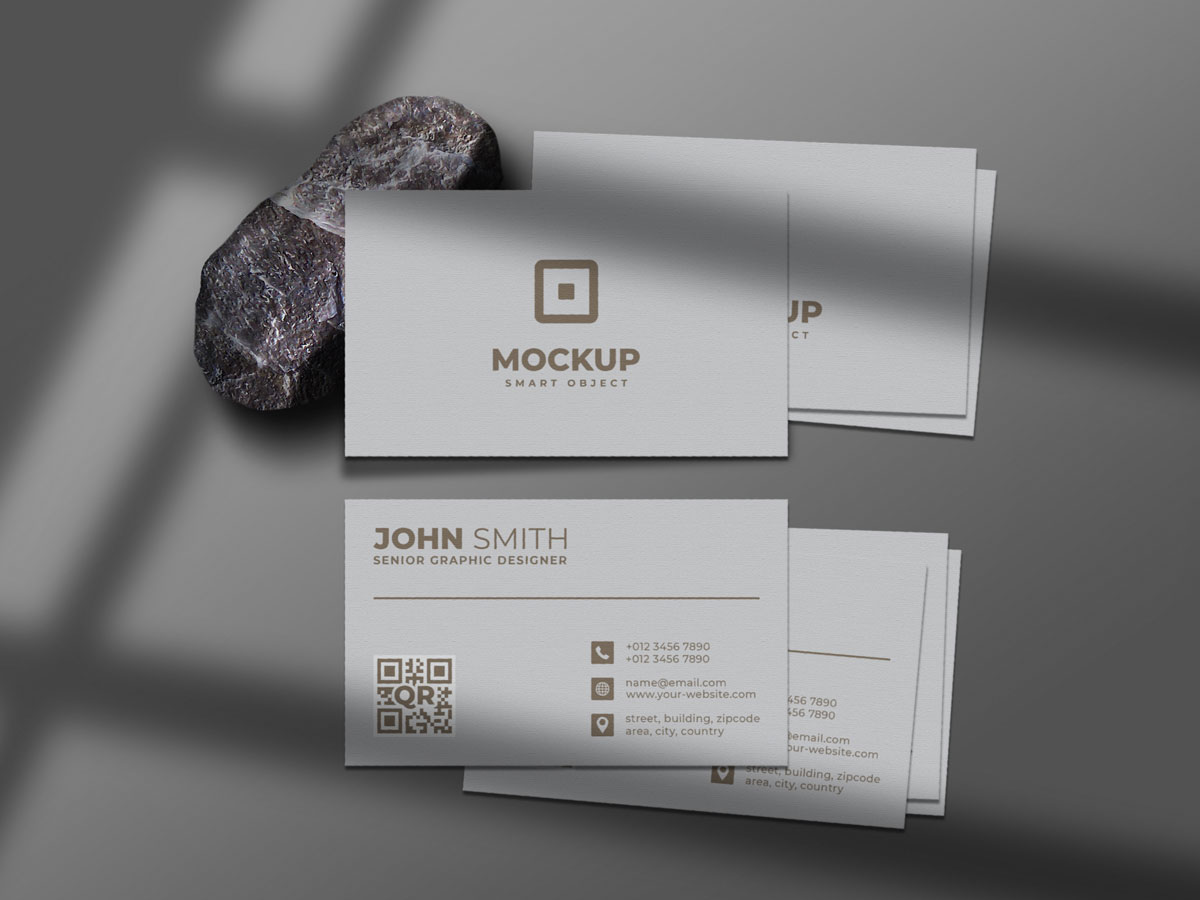 6款极简带阴影商务名片卡片设计贴图样机 Minimal And Clean Business Card Mockup_img_2