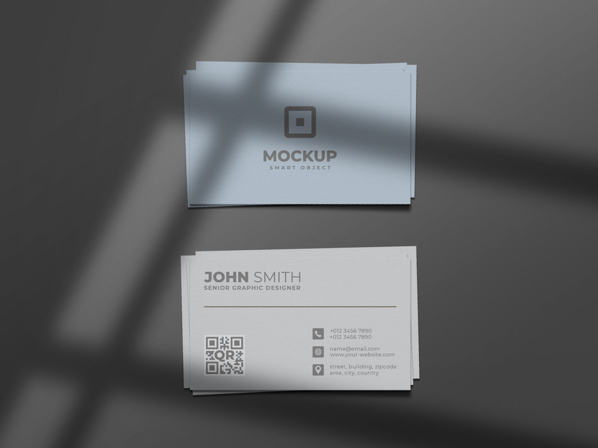 6款极简带阴影商务名片卡片设计贴图样机 Minimal And Clean Business Card Mockup_img_2