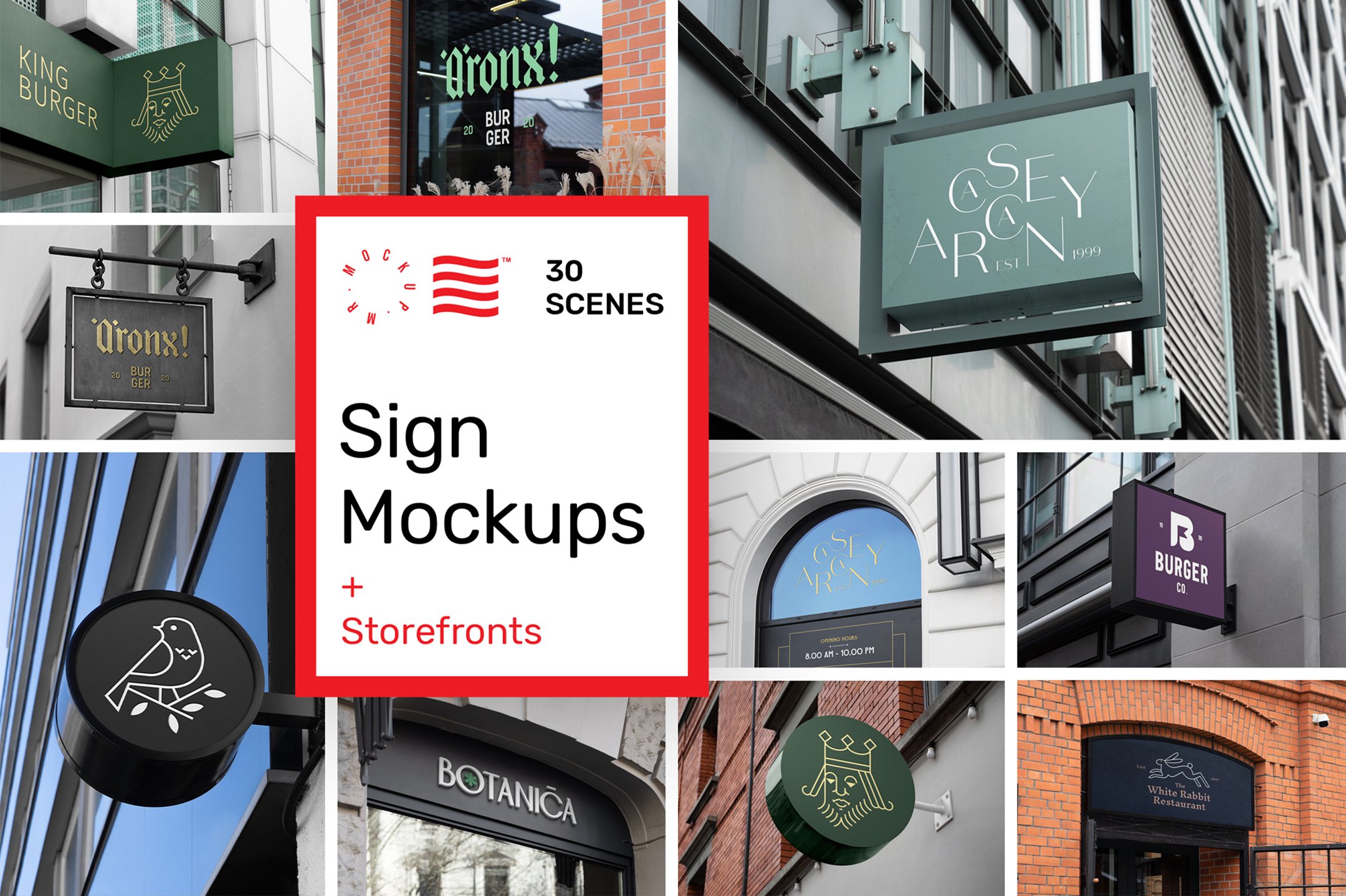 30款时尚门店徽标招牌标牌设计展示贴图样机模板 Sign Mockups and Storefront Mockups_img_2