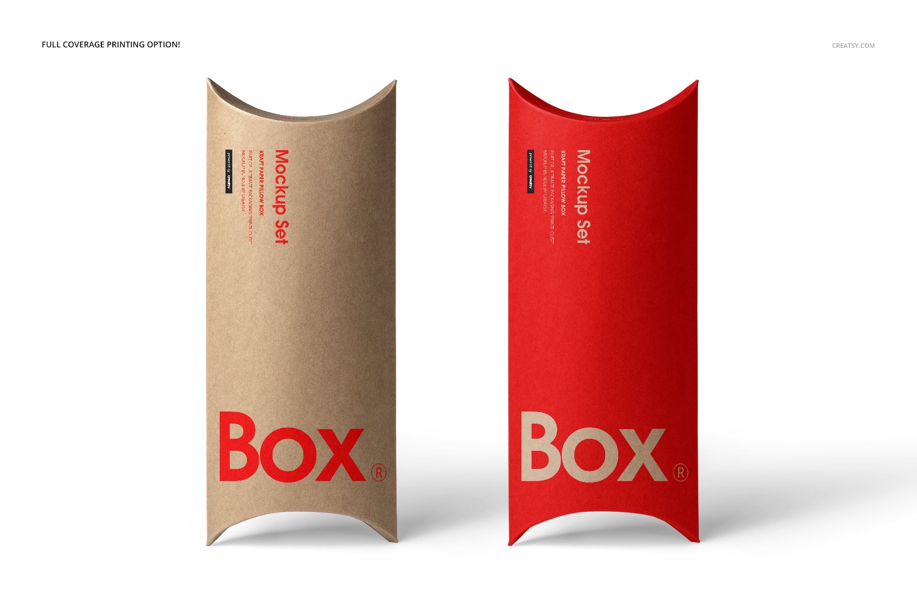 时尚牛皮纸枕头纸盒设计展示PS贴图样机模板 Kraft Paper Pillow Box Mockup Set_img_2