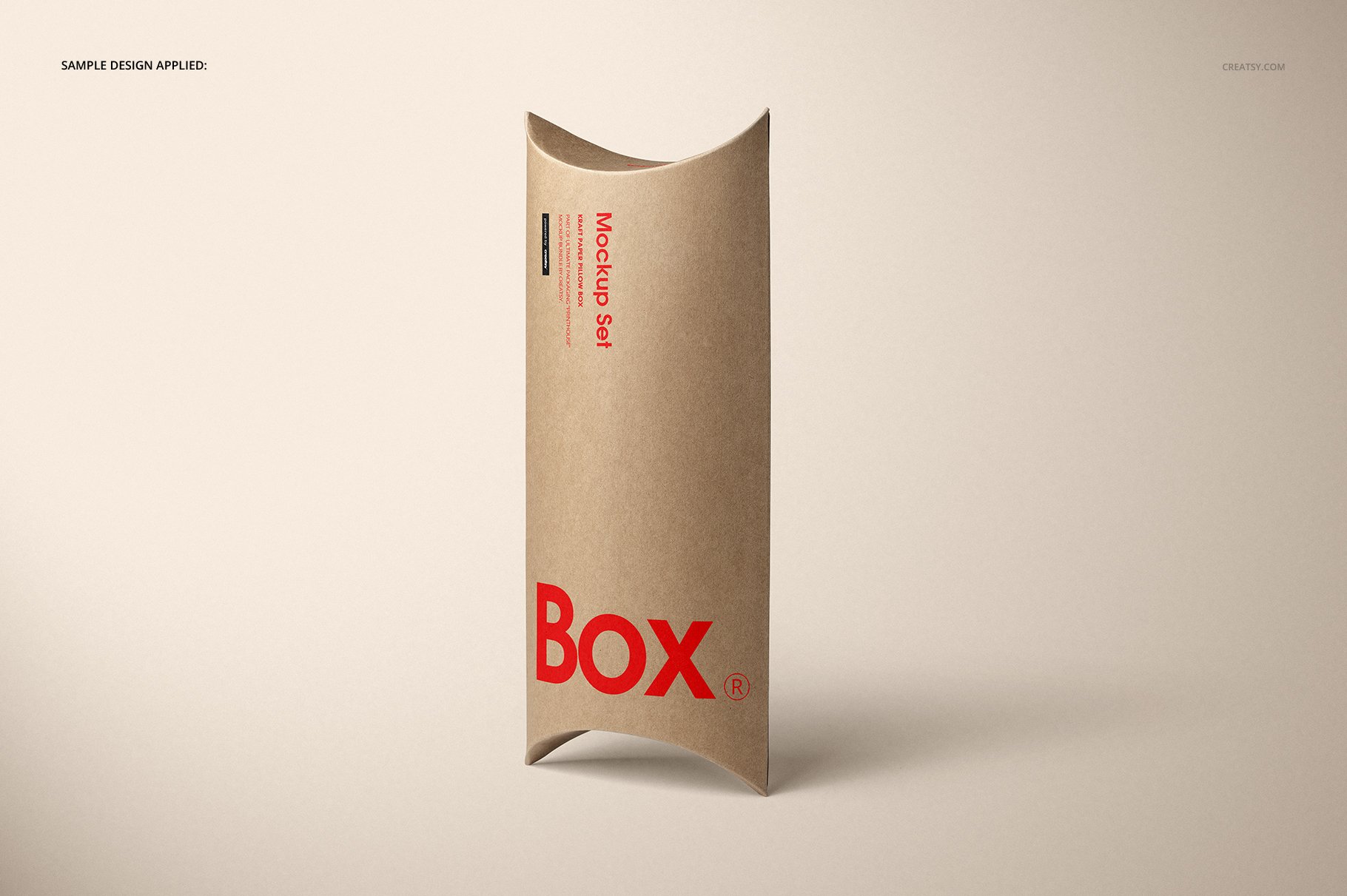 时尚牛皮纸枕头纸盒设计展示PS贴图样机模板 Kraft Paper Pillow Box Mockup Set_img_2