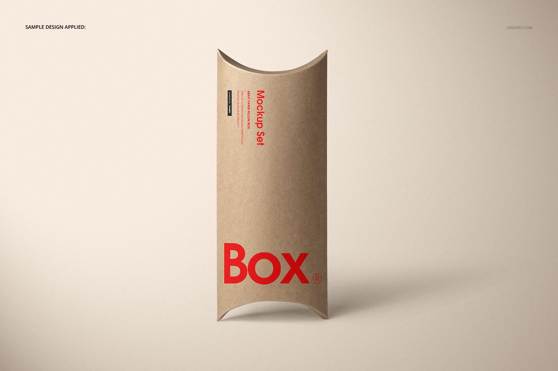 时尚牛皮纸枕头纸盒设计展示PS贴图样机模板 Kraft Paper Pillow Box Mockup Set_img_2