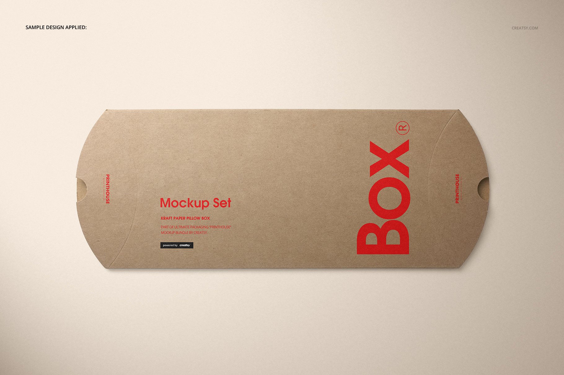 时尚牛皮纸枕头纸盒设计展示PS贴图样机模板 Kraft Paper Pillow Box Mockup Set_img_2