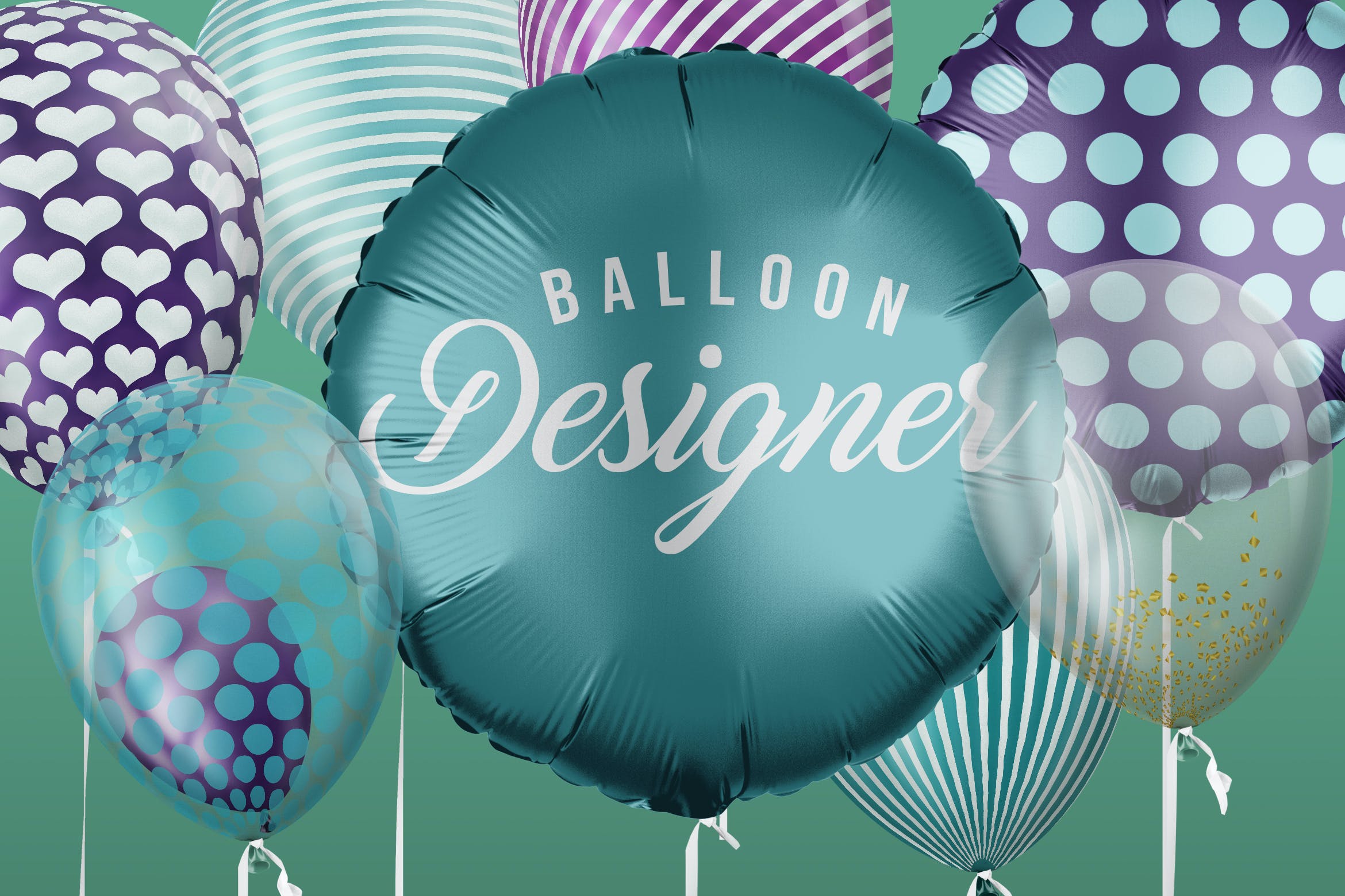 氦气球印花图案设计贴图样机套装 Helium Balloon Designer Mockup Set_img_2