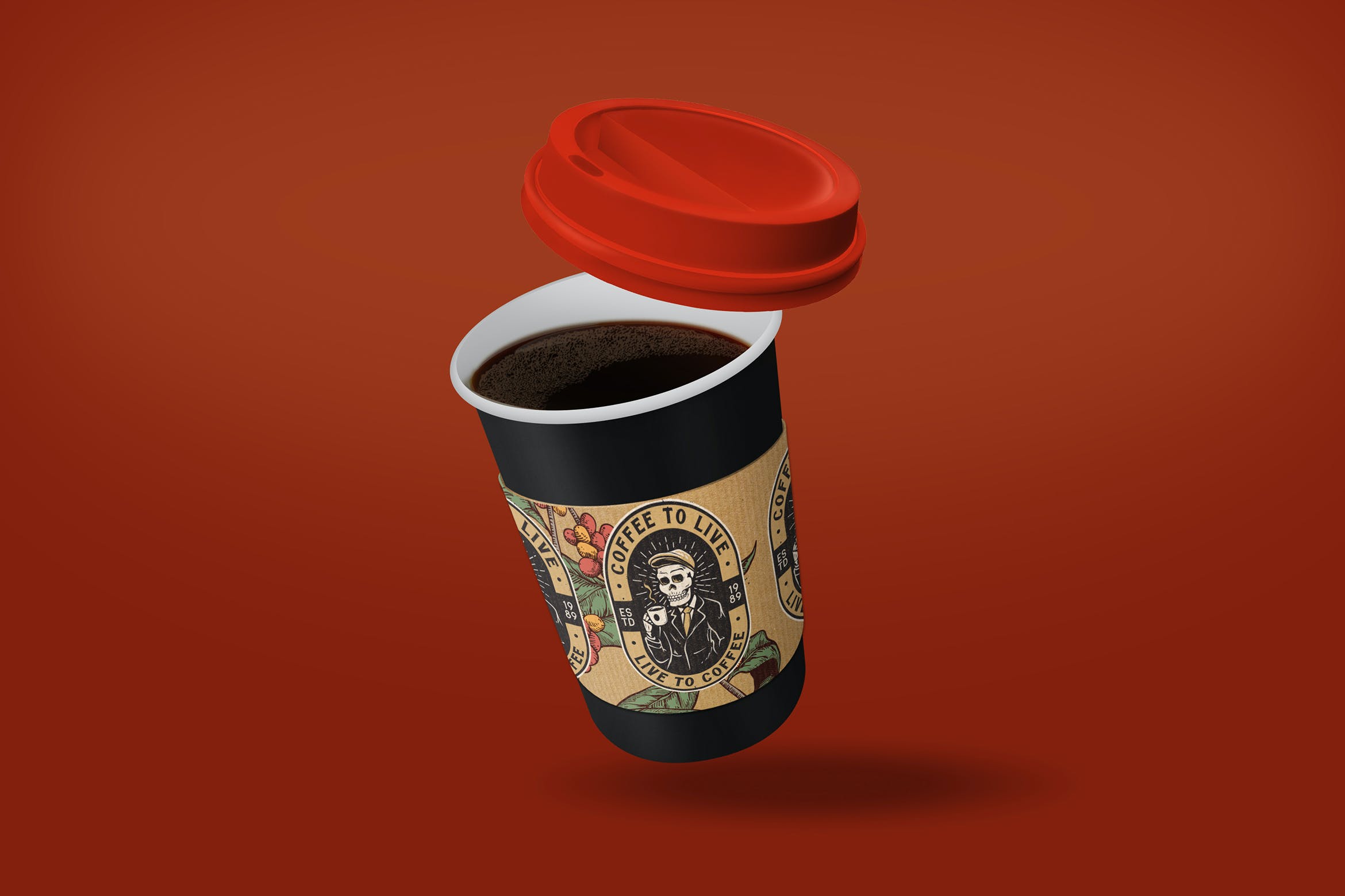 一次性外卖咖啡纸杯设计展示贴图样机 Coffee Cup Sleeve Mockup_img_2