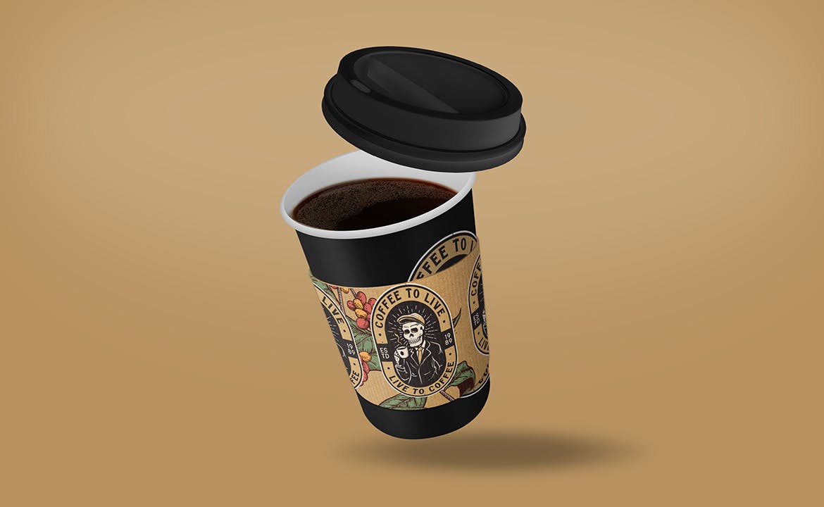 一次性外卖咖啡纸杯设计展示贴图样机 Coffee Cup Sleeve Mockup_img_2