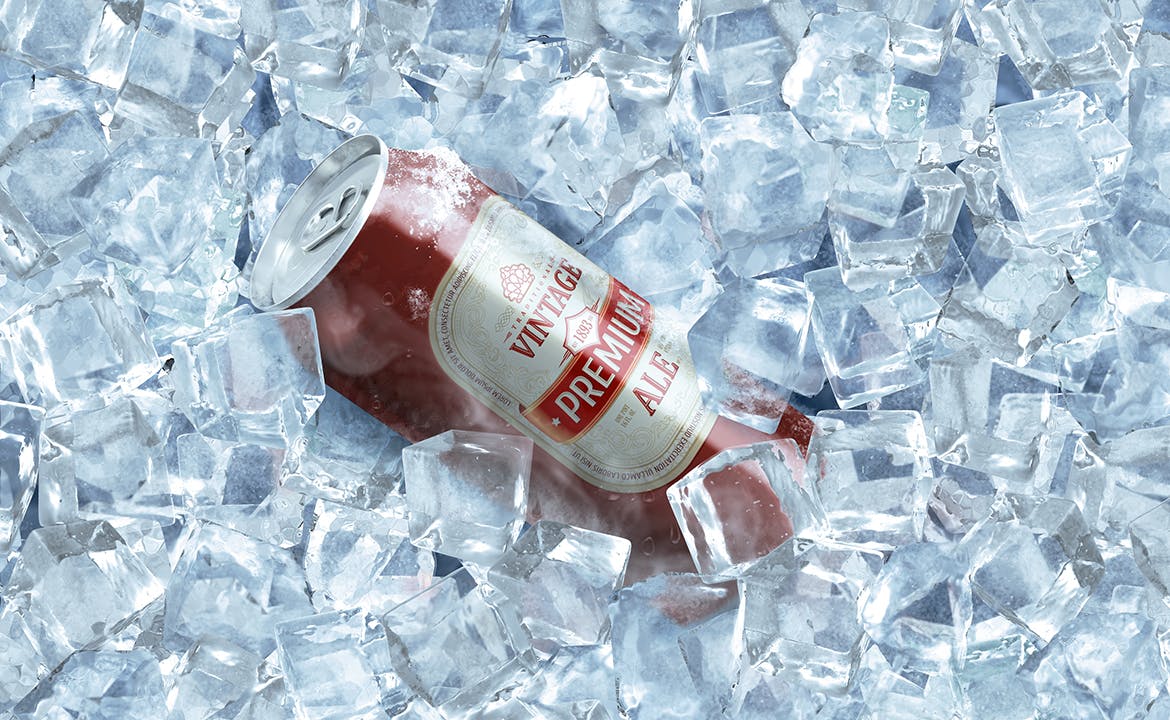 冷冻啤酒易拉罐设计贴图样机 Frozen Beer Can Mockup_img_2