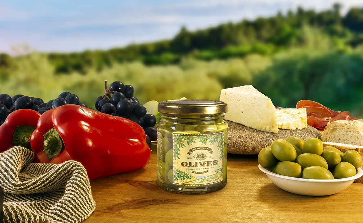 食品罐头玻璃罐标签设计展示贴图样机 Stuffed Green Olives Jar Mockup_img_2