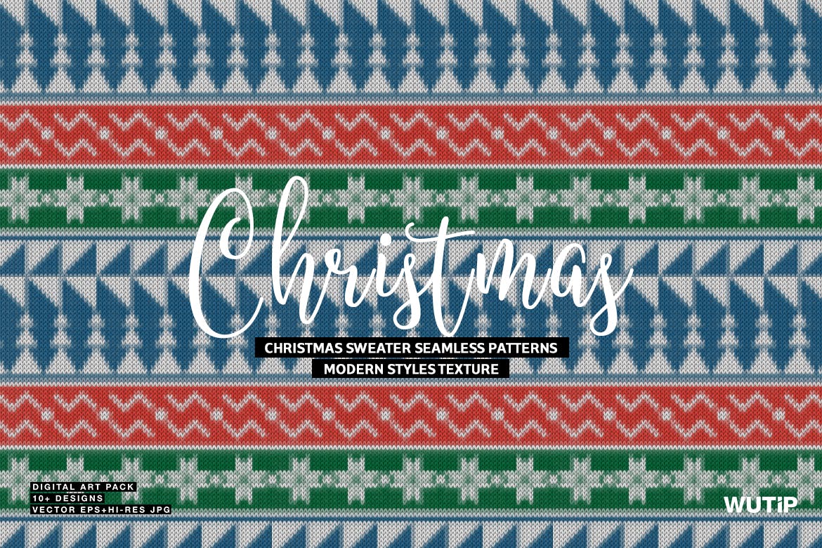 圣诞主题毛衣无缝模式矢量素材 Christmas Sweater Seamless Patterns_img_2