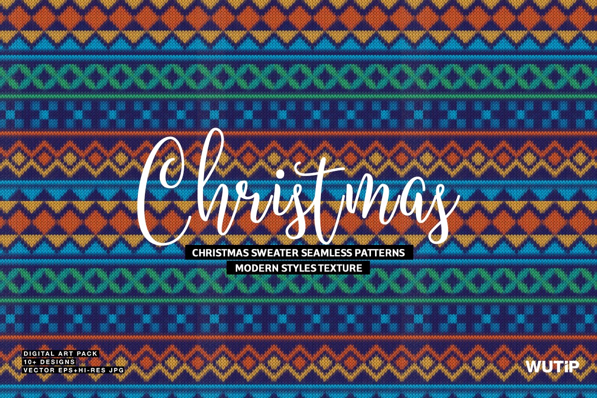 圣诞主题毛衣无缝模式矢量素材 Christmas Sweater Seamless Patterns_img_2