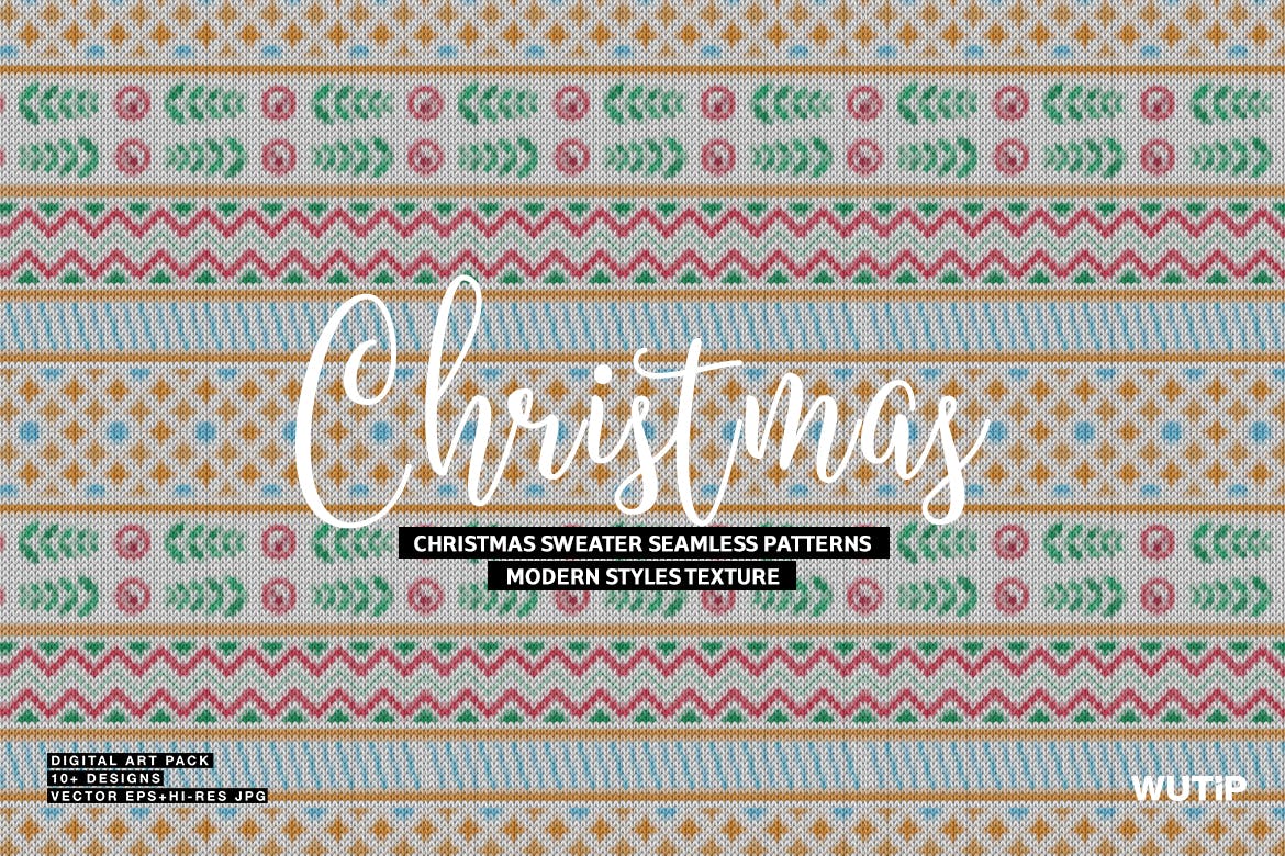 圣诞主题毛衣无缝模式矢量素材 Christmas Sweater Seamless Patterns_img_2