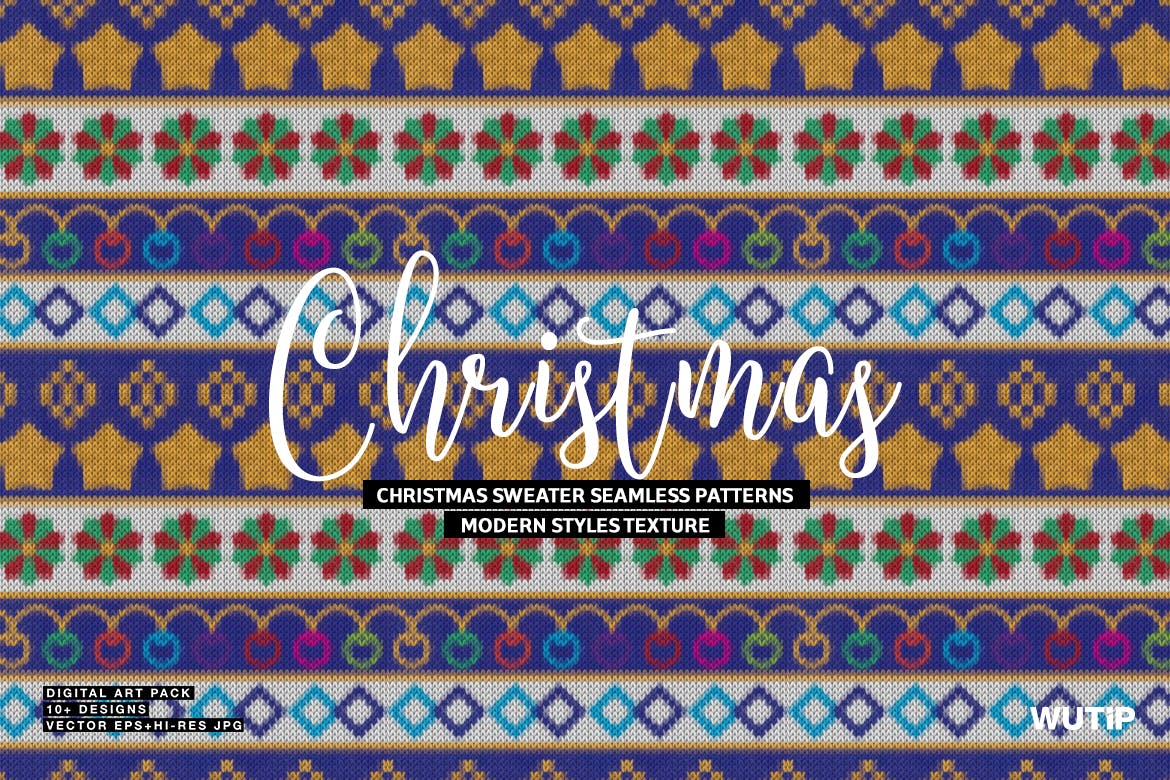 圣诞主题毛衣无缝模式矢量素材 Christmas Sweater Seamless Patterns_img_2