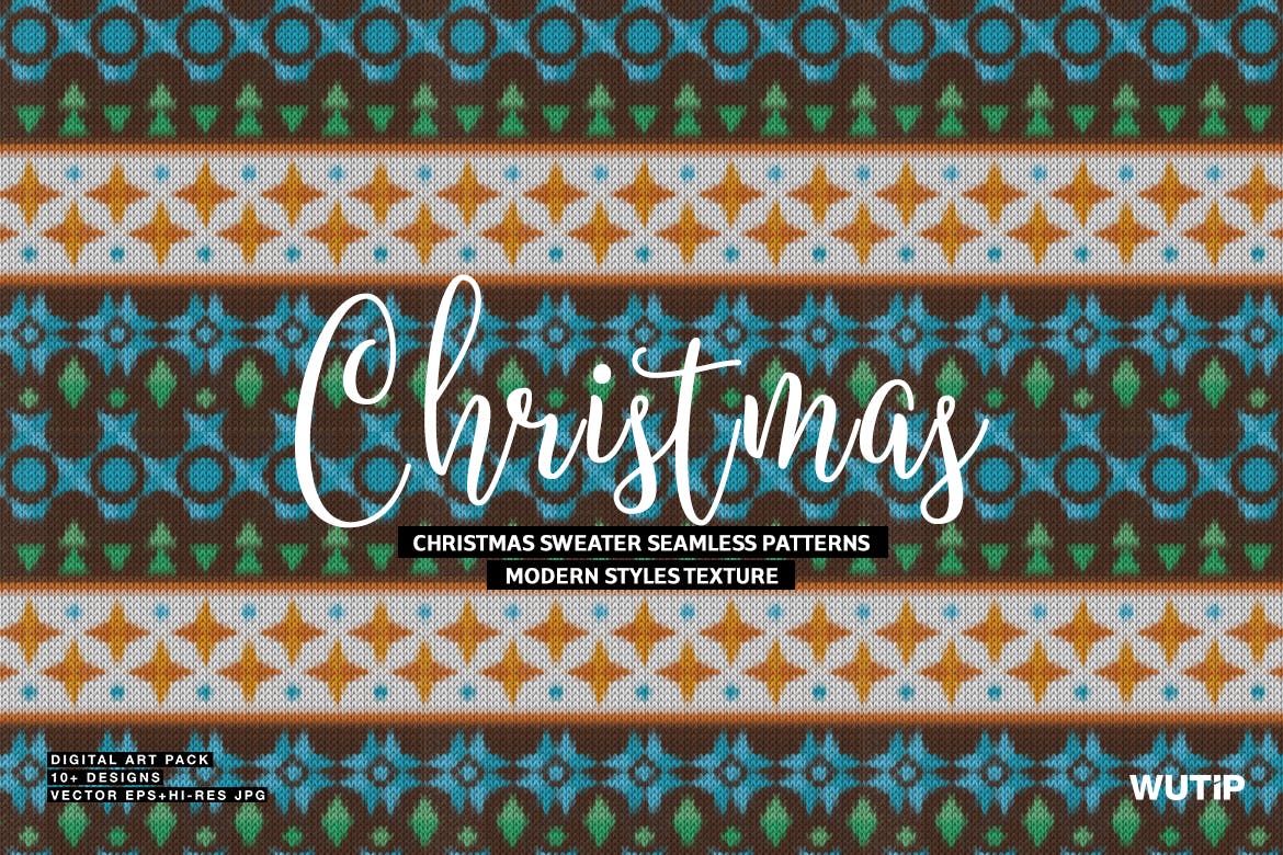 圣诞主题毛衣无缝模式矢量素材 Christmas Sweater Seamless Patterns_img_2