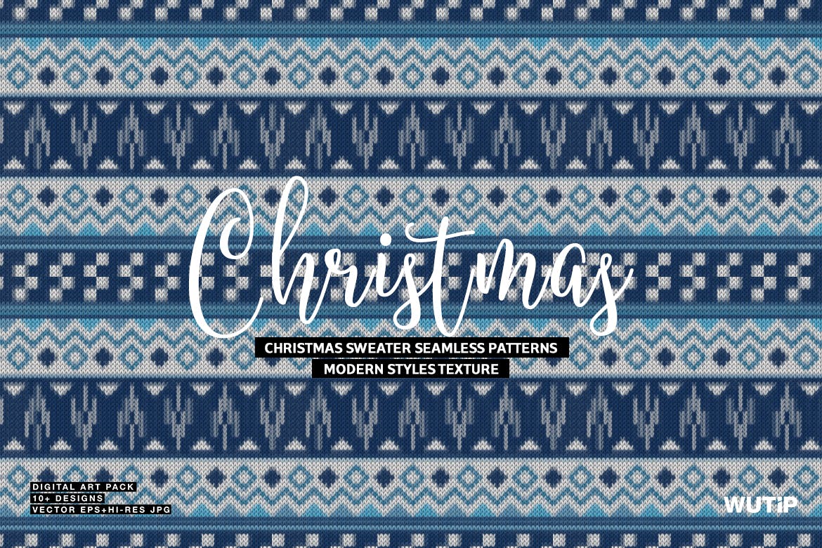 圣诞主题毛衣无缝模式矢量素材 Christmas Sweater Seamless Patterns_img_2