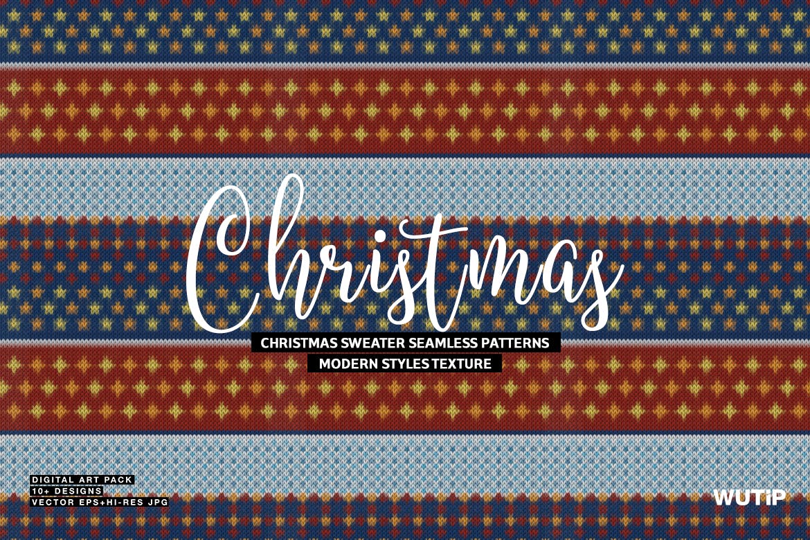 圣诞主题毛衣无缝模式矢量素材 Christmas Sweater Seamless Patterns_img_2