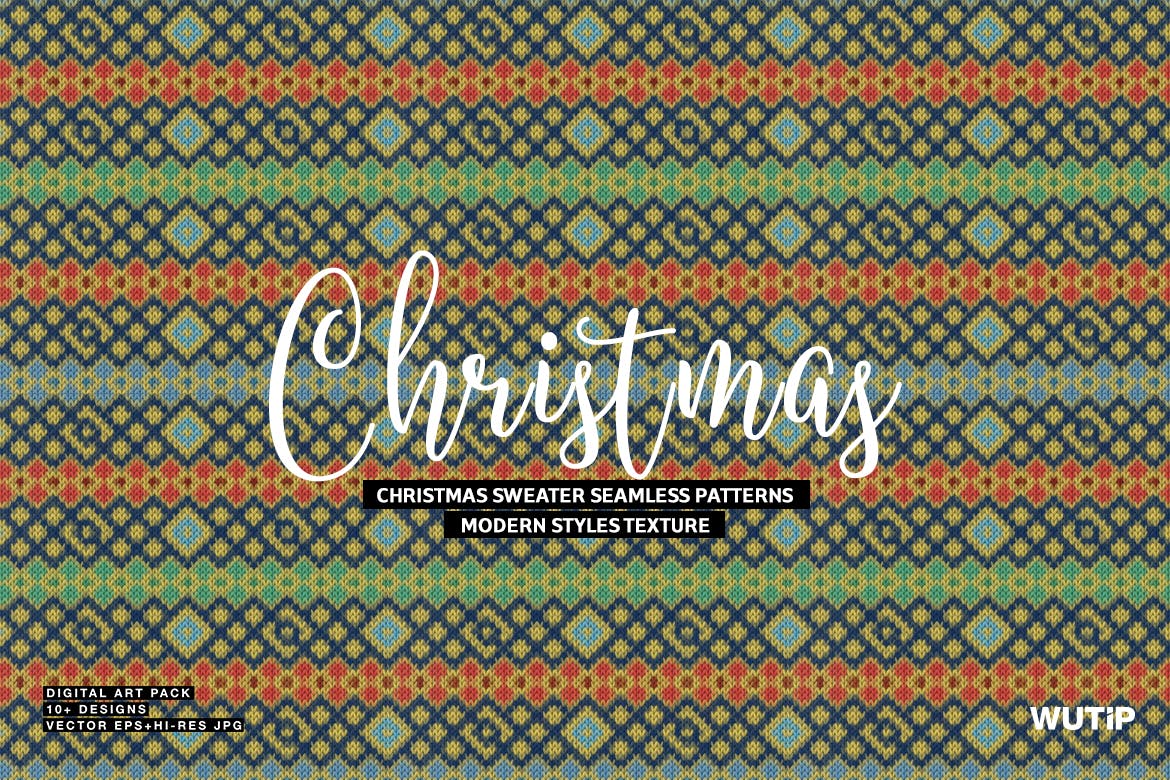 圣诞主题毛衣无缝模式矢量素材 Christmas Sweater Seamless Patterns_img_2