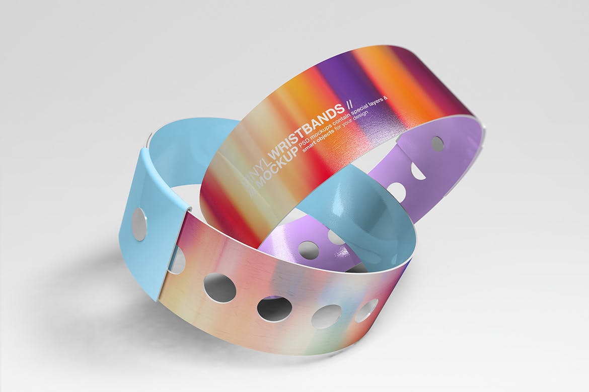 潮流塑料腕带设计贴图样机模板 Vinyl Wristbands Mockup Vol3_img_2