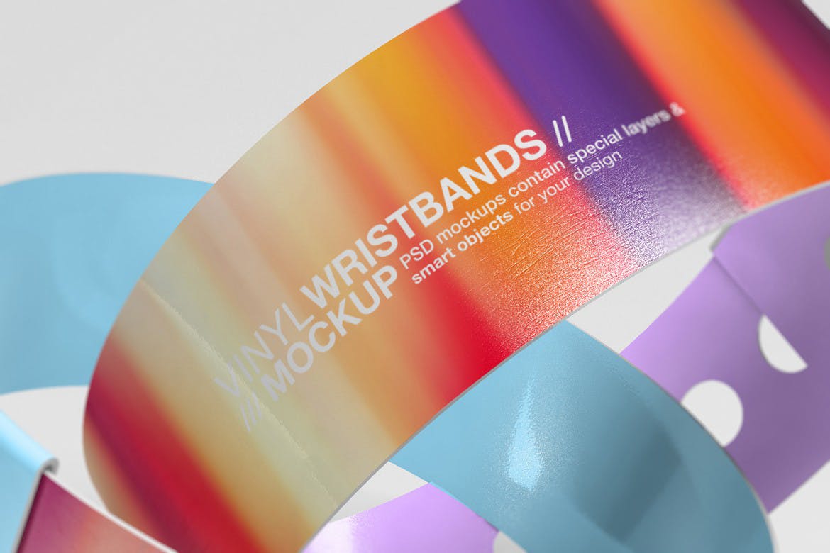 潮流塑料腕带设计贴图样机模板 Vinyl Wristbands Mockup Vol3_img_2