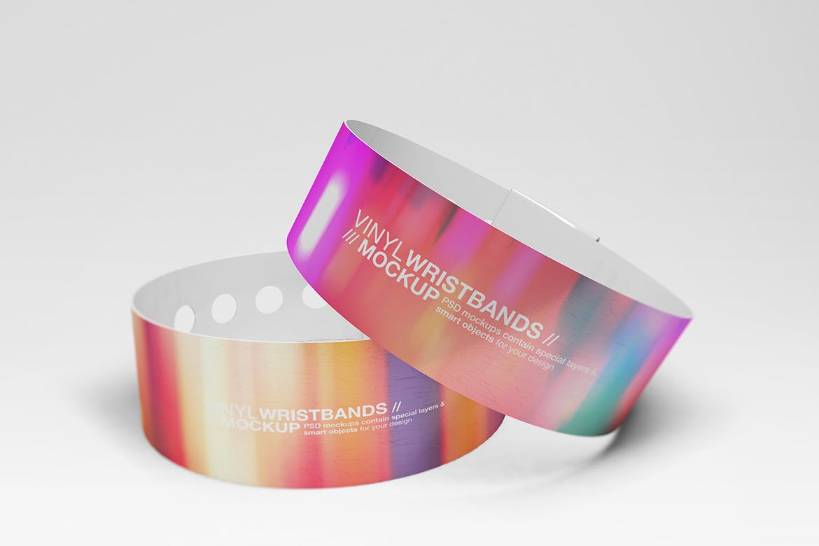 潮流塑料腕带设计贴图样机模板 Vinyl Wristbands Mockup Vol3_img_2