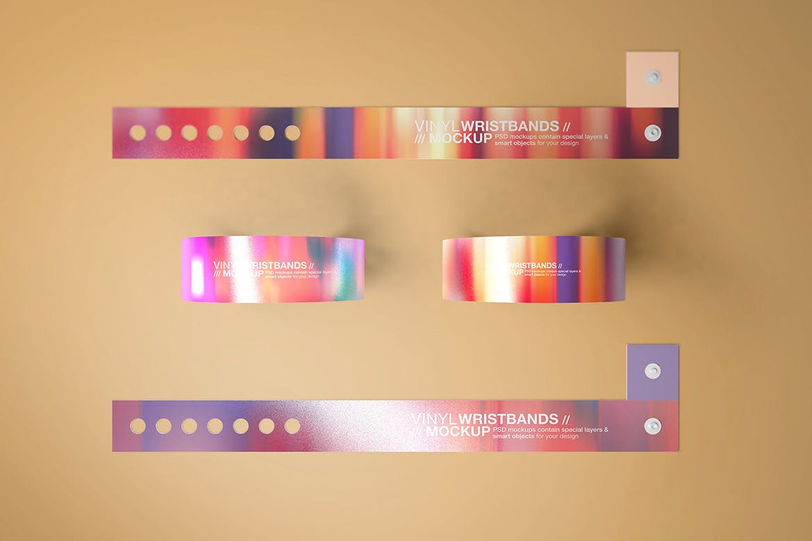 潮流塑料腕带设计贴图样机模板 Vinyl Wristbands Mockup Vol3_img_2