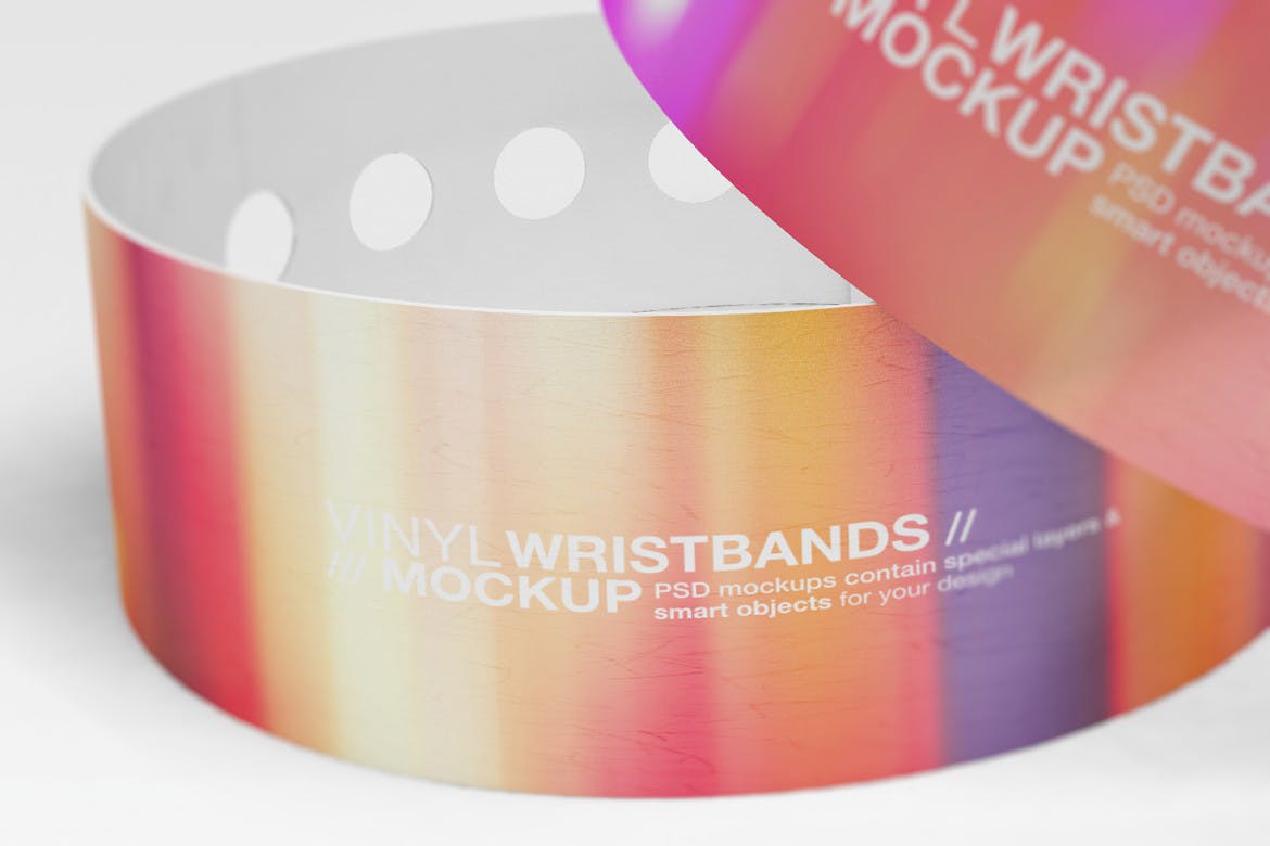 潮流塑料腕带设计贴图样机模板 Vinyl Wristbands Mockup Vol3_img_2