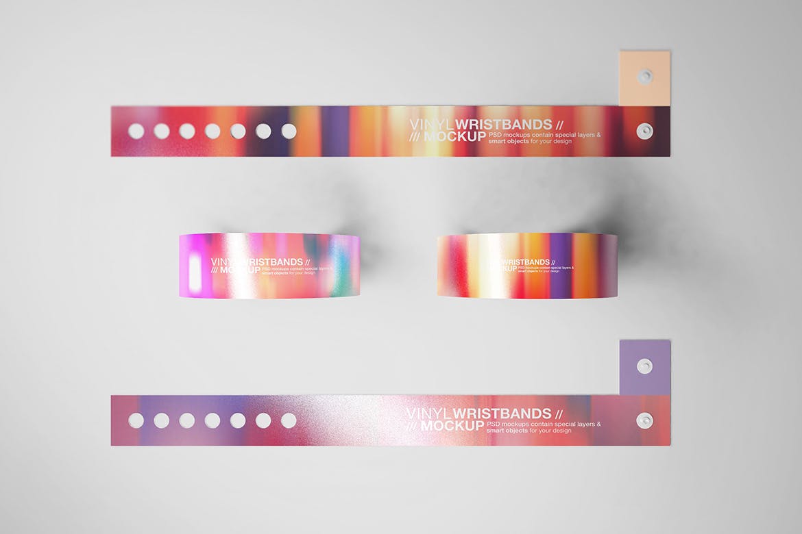 潮流塑料腕带设计贴图样机模板 Vinyl Wristbands Mockup Vol3_img_2