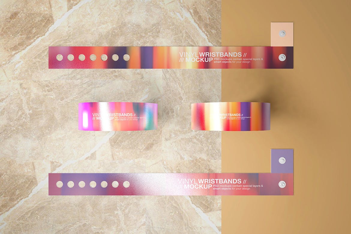 潮流塑料腕带设计贴图样机模板 Vinyl Wristbands Mockup Vol3_img_2