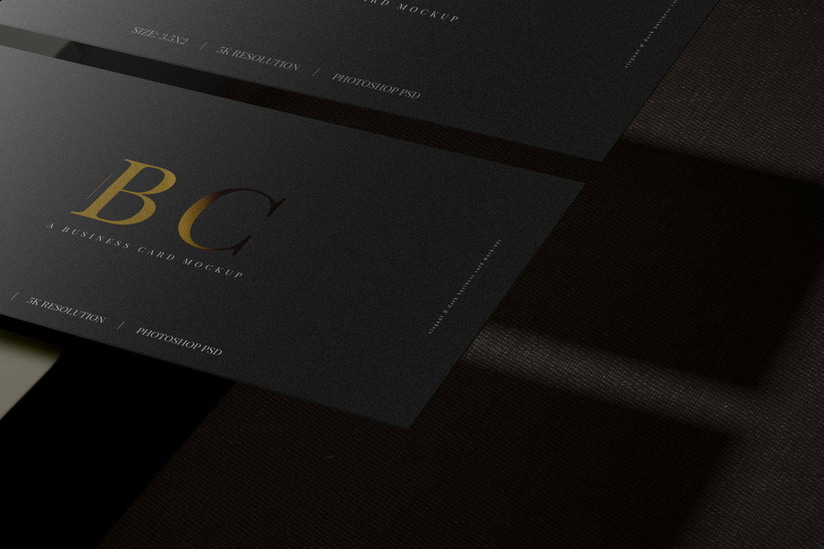 黑色商务名片卡片设计贴图样机 Dark Business Card Mockups_img_2