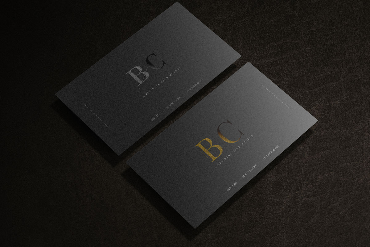 黑色商务名片卡片设计贴图样机 Dark Business Card Mockups_img_2