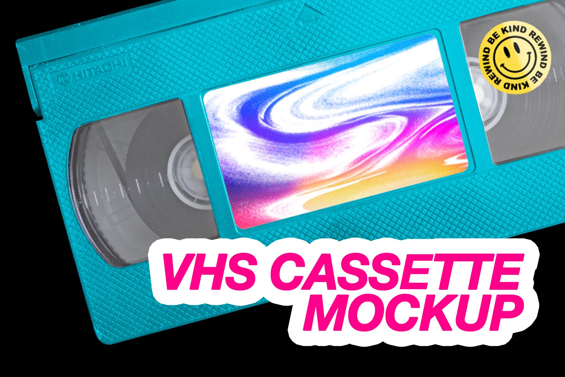 潮流复古老式盒式磁带塑料盒标签设计展示贴图样机 VHS Cassette Vintage Old Mockup_img_2