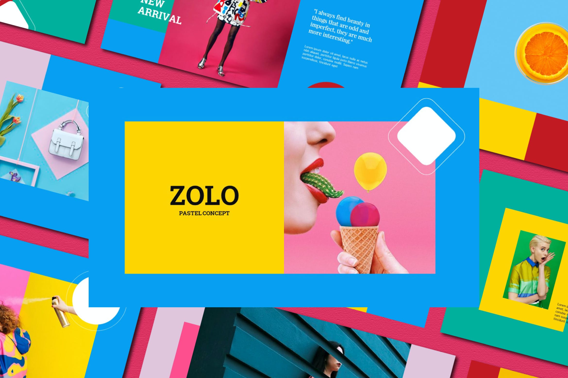 时尚简约多彩服装摄影作品集PPT设计模板 Zolo - Powerpoint template_img_2