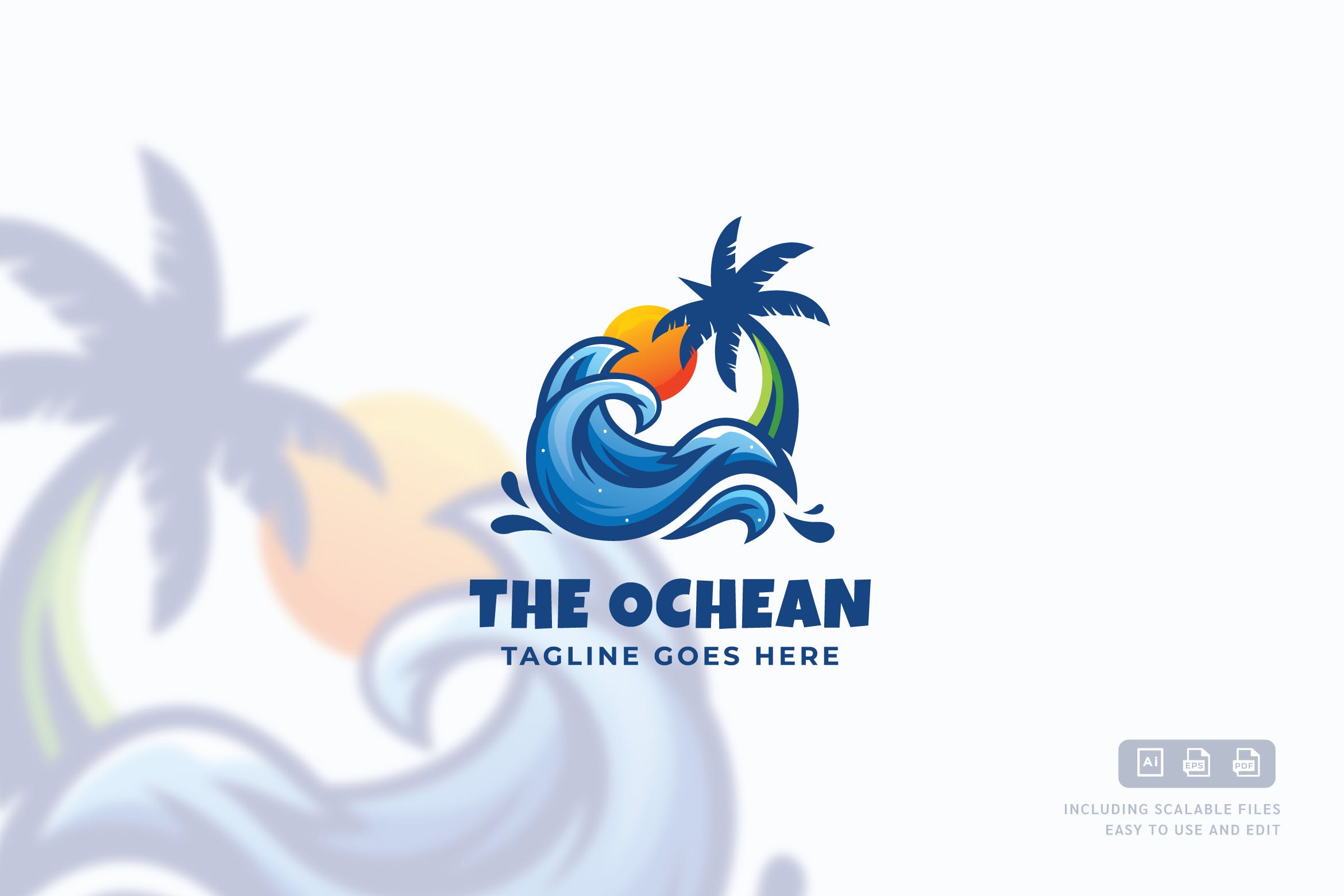 海洋徽标标志Logo是矢量模板素材 The Ocean Logo Template_img_2