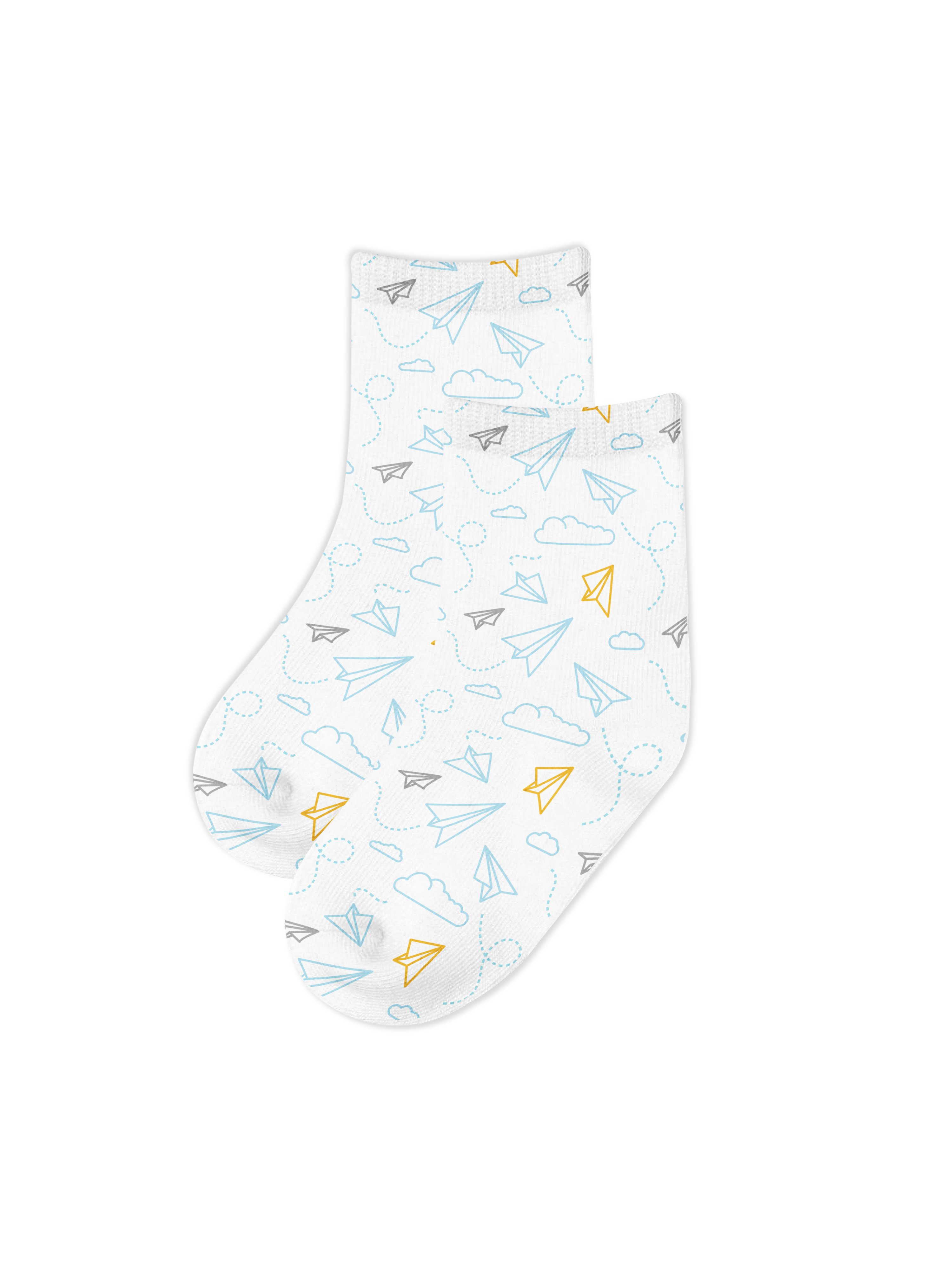 婴儿长装袜子印花图案设计展示贴图样机合集 Baby Crew Socks Mockups Set_img_2