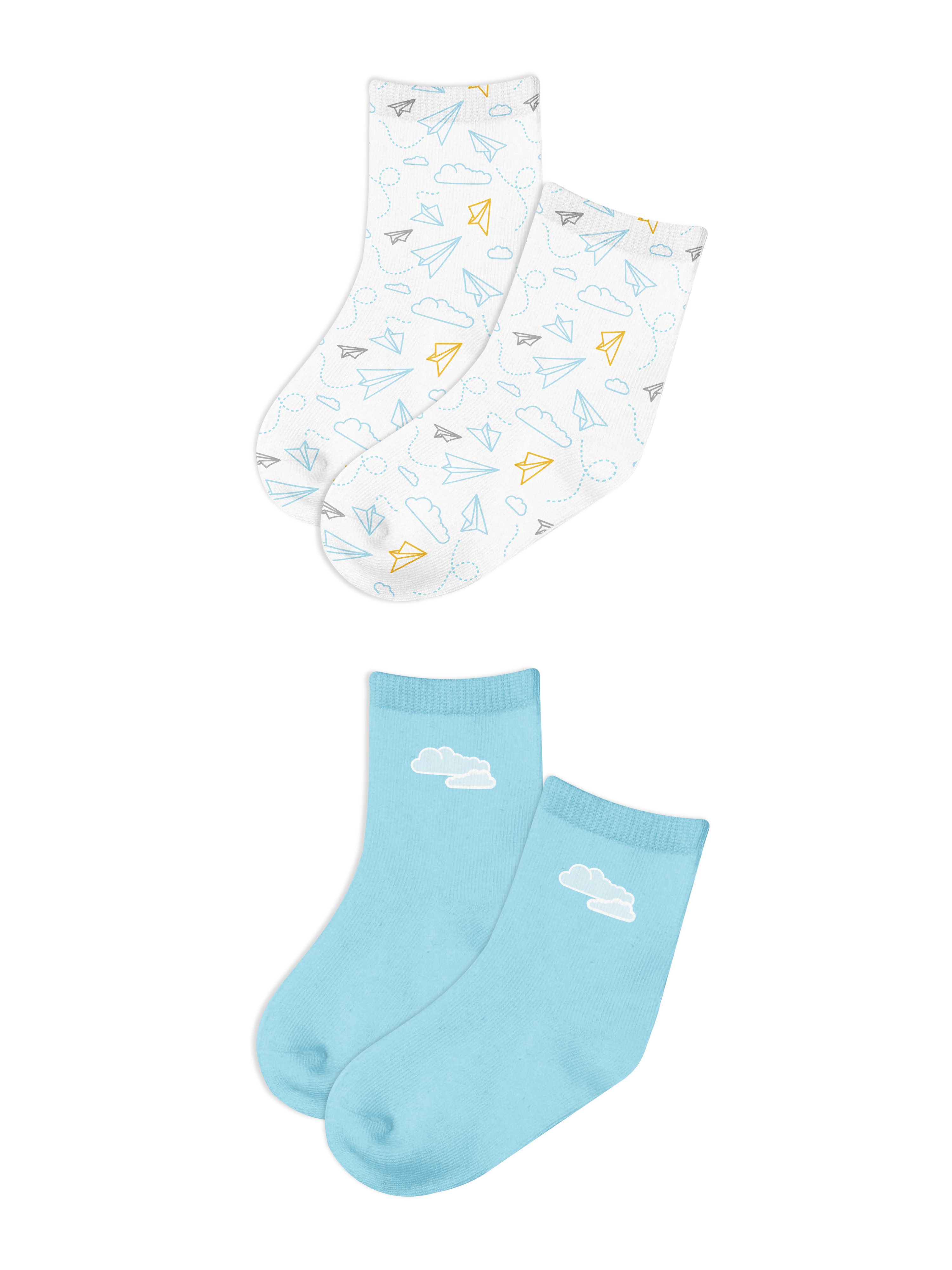 婴儿长装袜子印花图案设计展示贴图样机合集 Baby Crew Socks Mockups Set_img_2