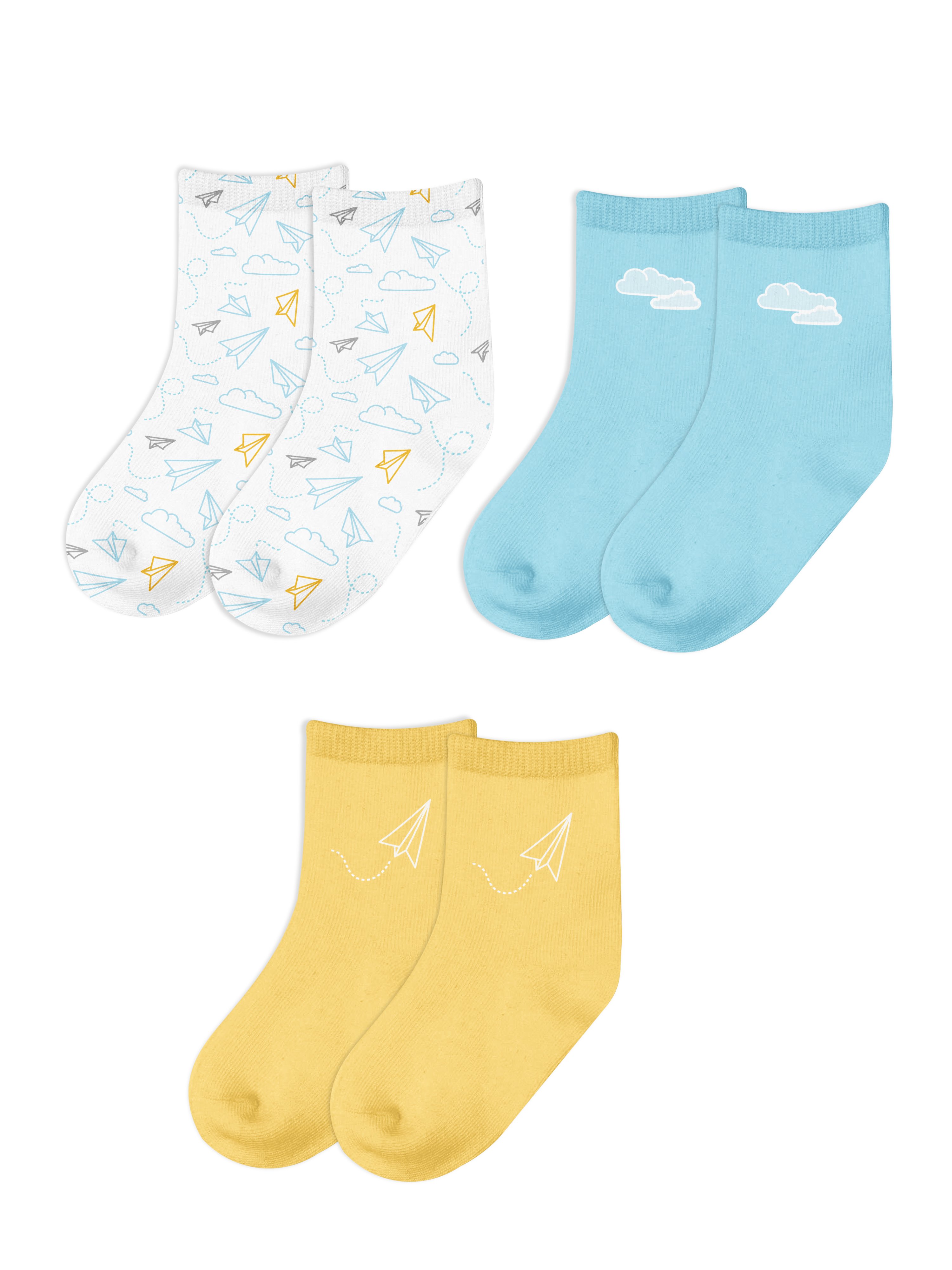 婴儿长装袜子印花图案设计展示贴图样机合集 Baby Crew Socks Mockups Set_img_2