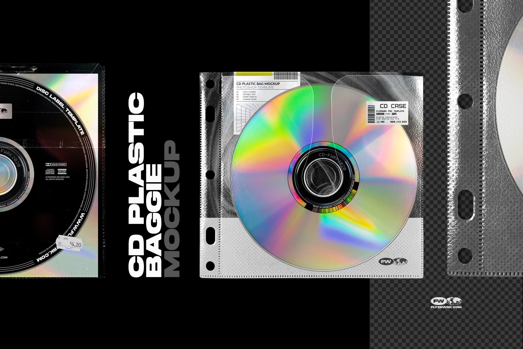 潮流透明CD光盘唱片塑料包装设计展示贴图样机模板素材 CD Mockup Bundle_img_2