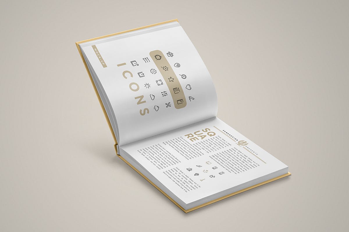 11款方形精装书设计贴图样机模板 Square Book Mockup 2_img_2