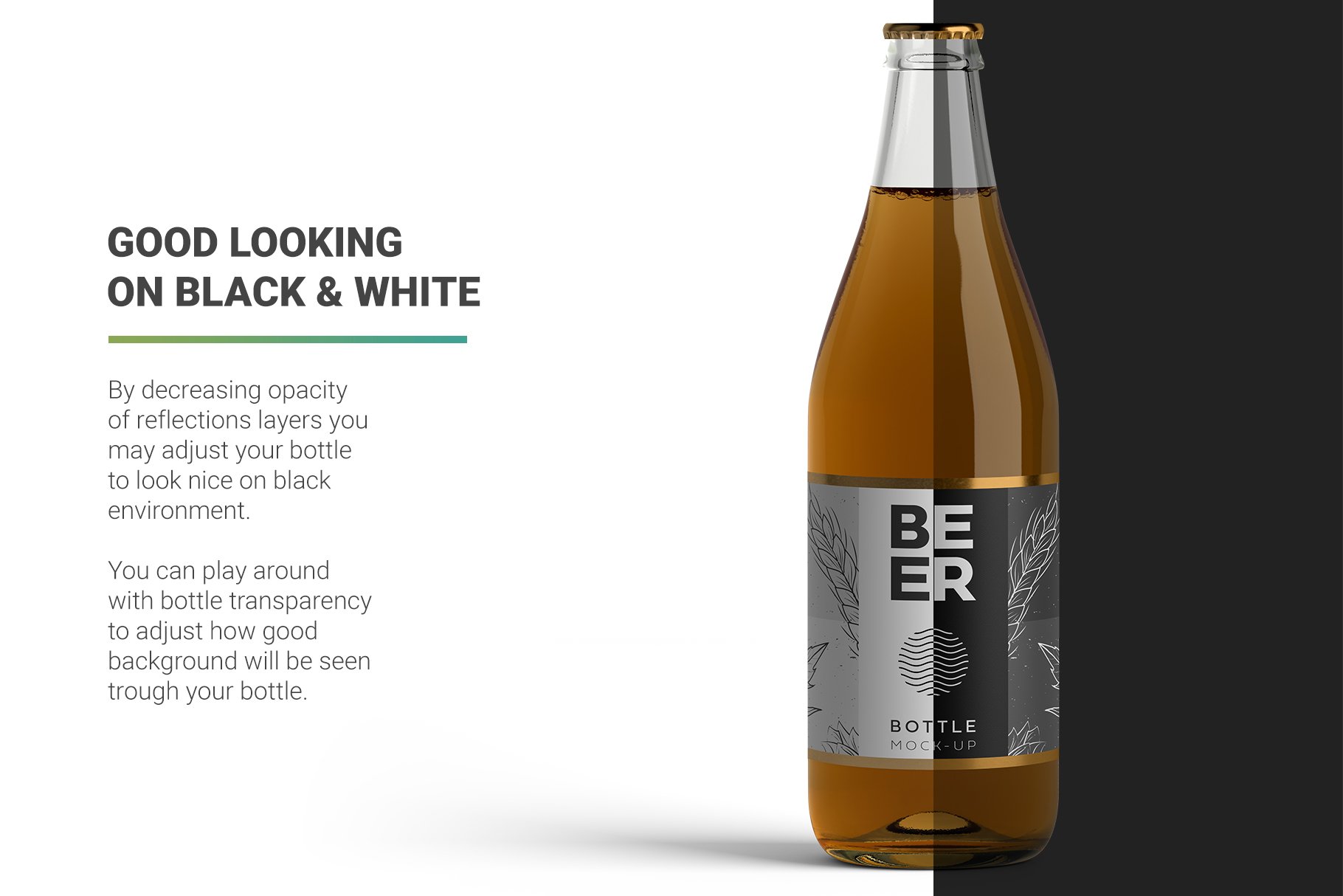 透明啤酒玻璃瓶标签设计贴图样机 Beer Bottle Mockup_img_2