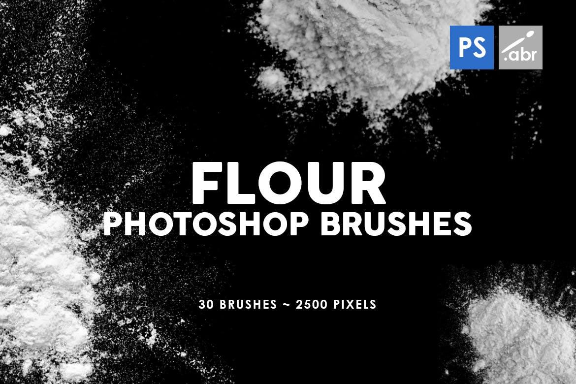 30款粉末飞溅效果PS笔刷素材 30 Flour Photoshop Stamp Brushes_img_2