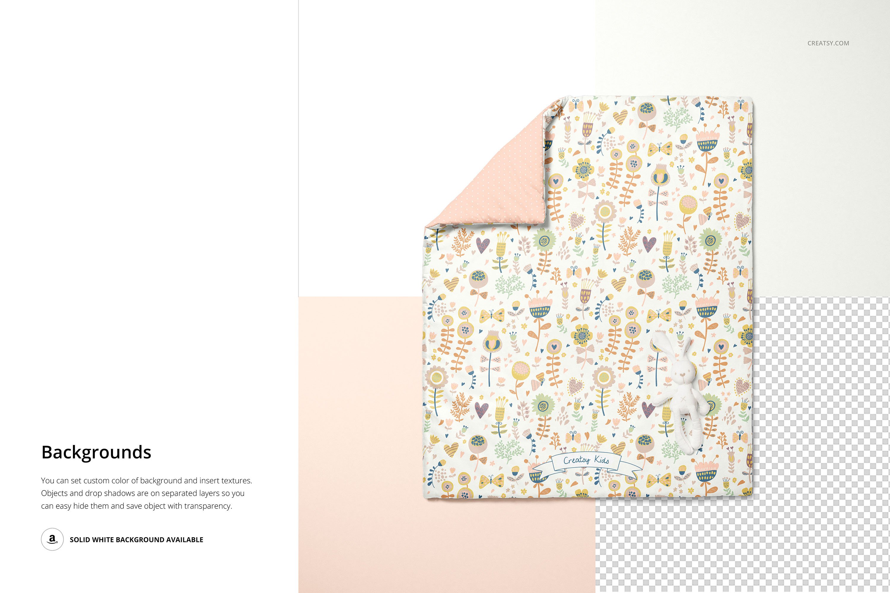 婴儿羽绒被套印花图案设计展示样机合集 Baby Duvet Cover Mockup Set_img_2