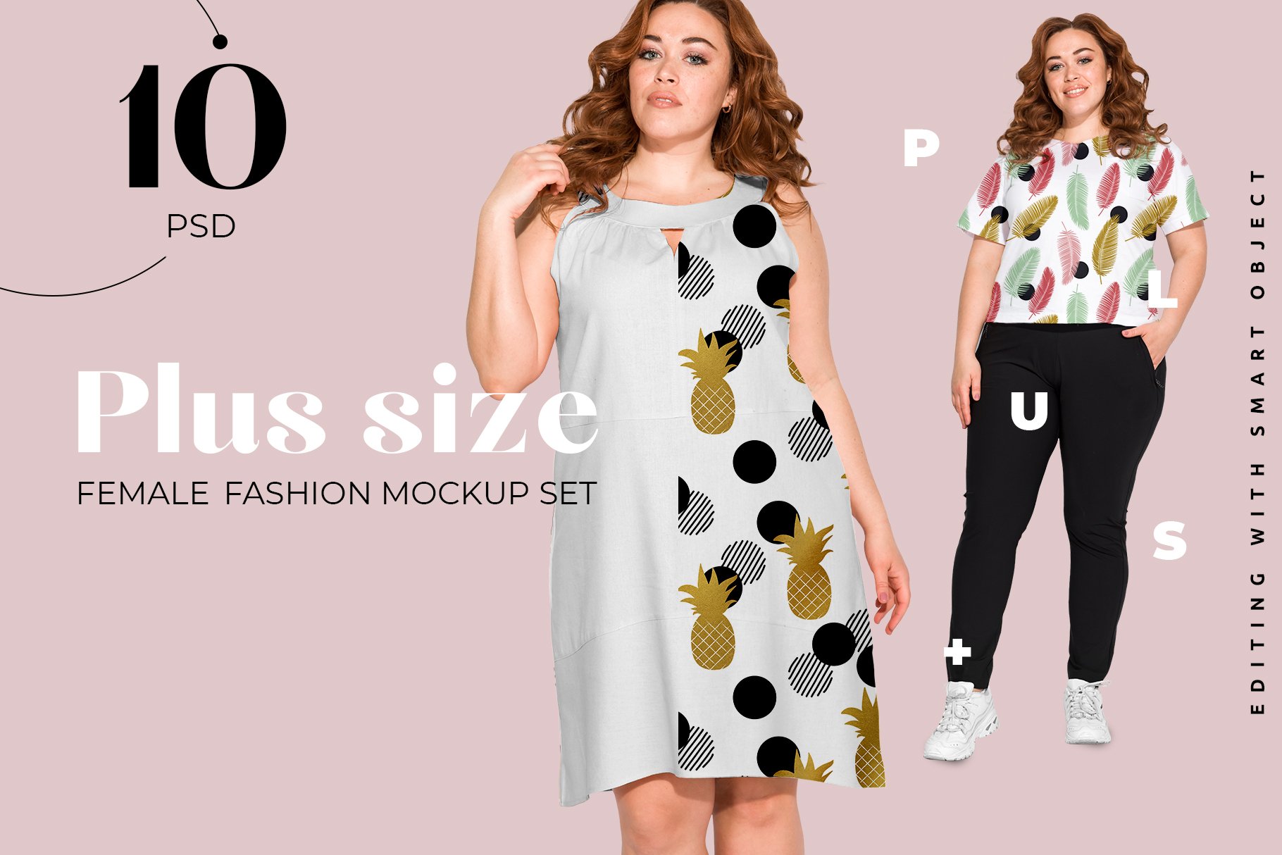 肥大加宽女式服装裙子印花图案设计贴图样机 Plus Size Woman Fashion Mockups_img_2