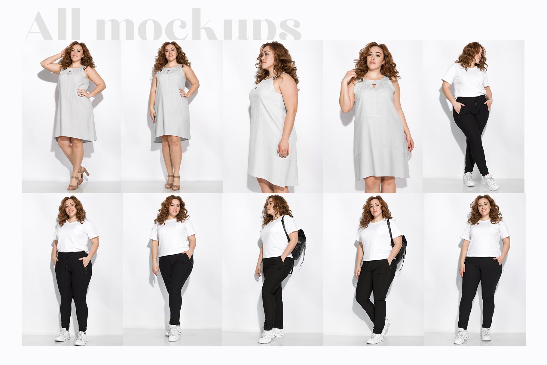 肥大加宽女式服装裙子印花图案设计贴图样机 Plus Size Woman Fashion Mockups_img_2