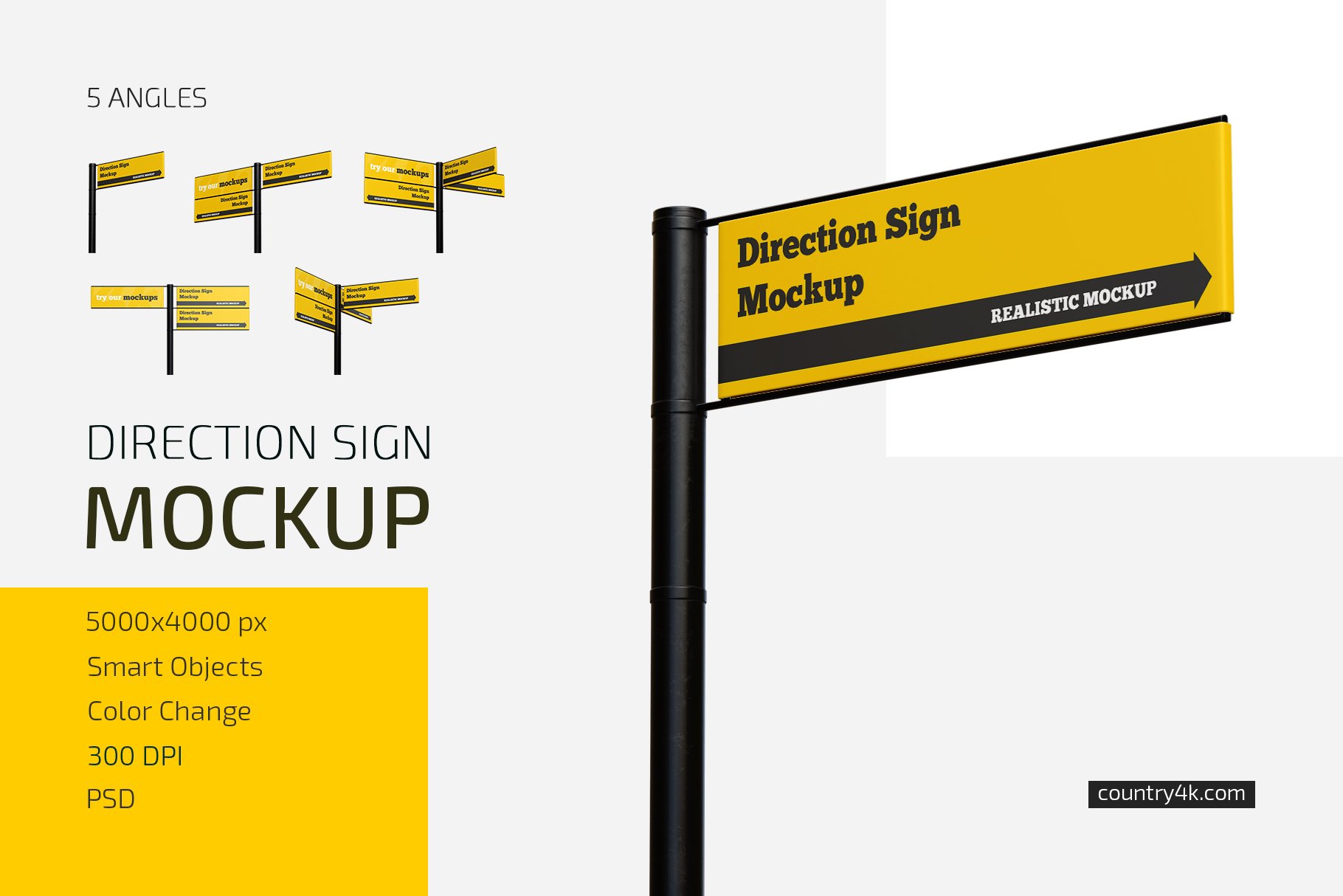 时尚街头方向指示牌设计贴图样机集 Direction Sign Mockup Set_img_2