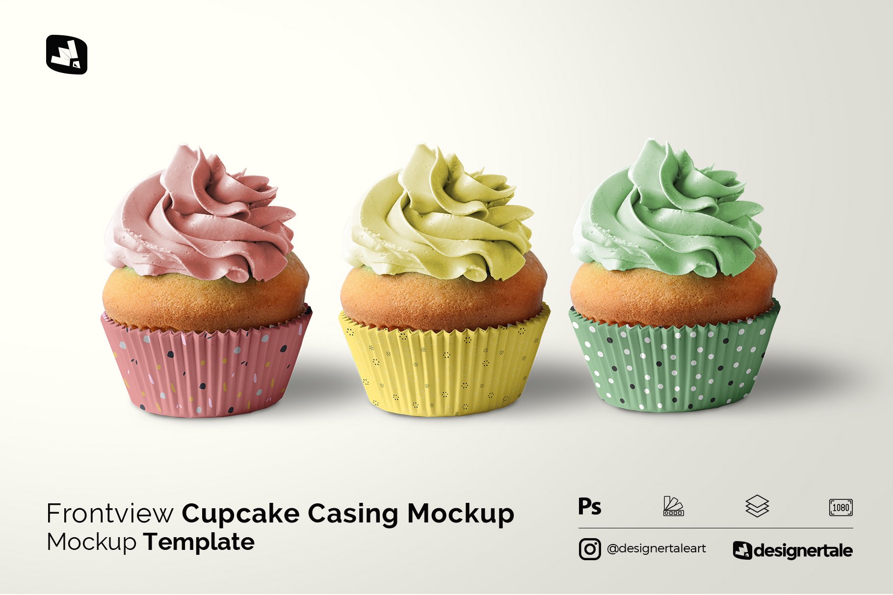 前视图蛋糕冰激凌纸杯设计展示贴图样机 Frontview Cupcake Casing Mockup_img_2