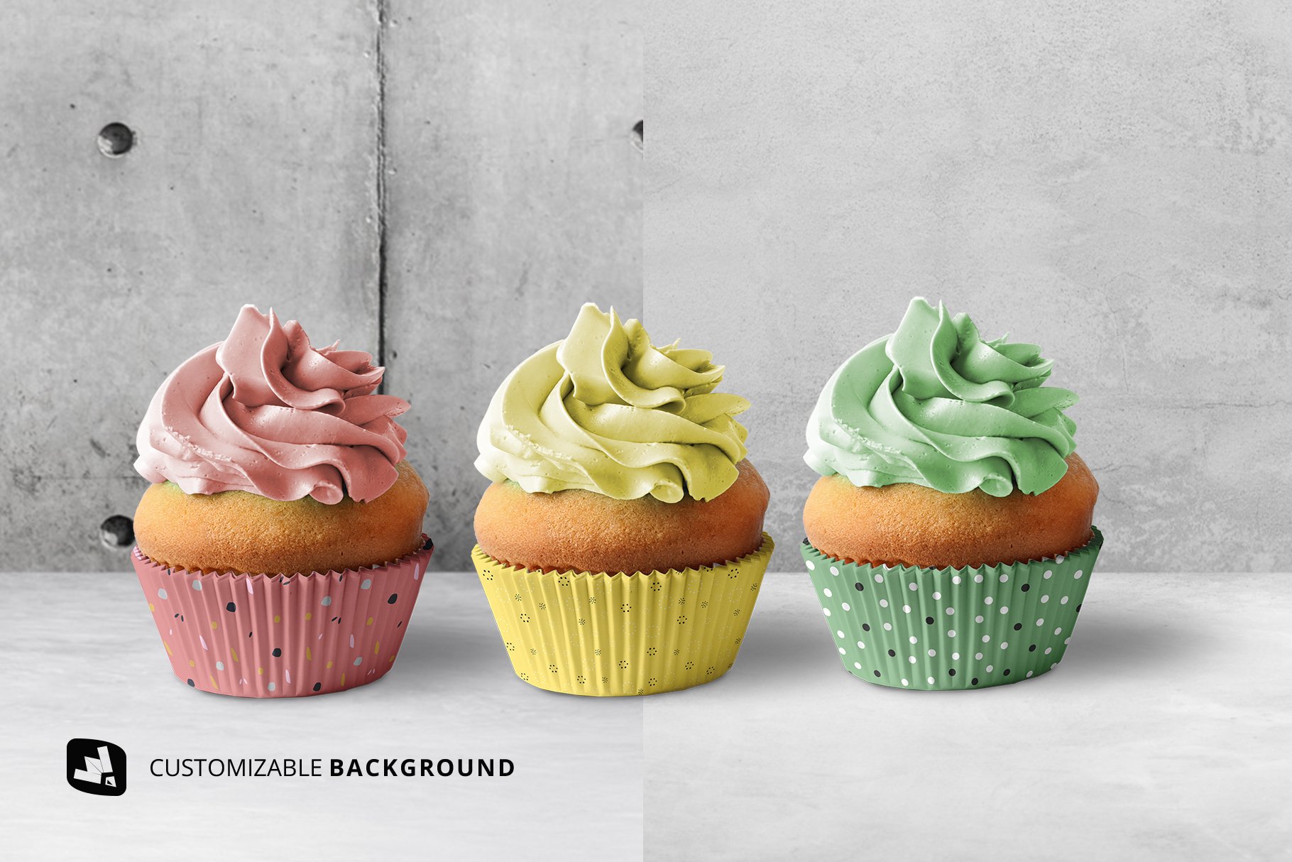 前视图蛋糕冰激凌纸杯设计展示贴图样机 Frontview Cupcake Casing Mockup_img_2