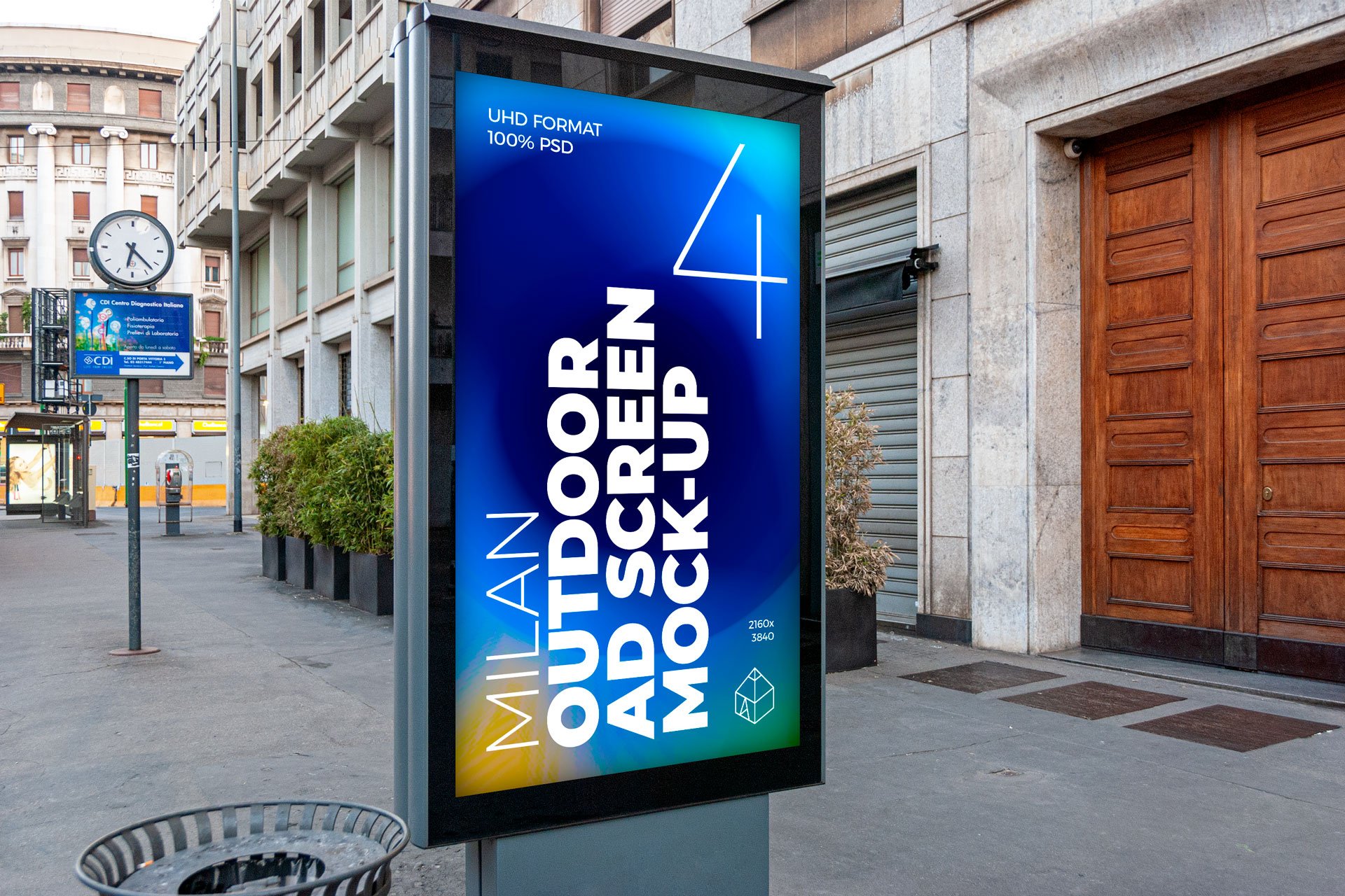 21款城市街头海报灯箱广告牌样机PSD模板素材 Milan Outdoor Ad Screen MockUps Set_img_2