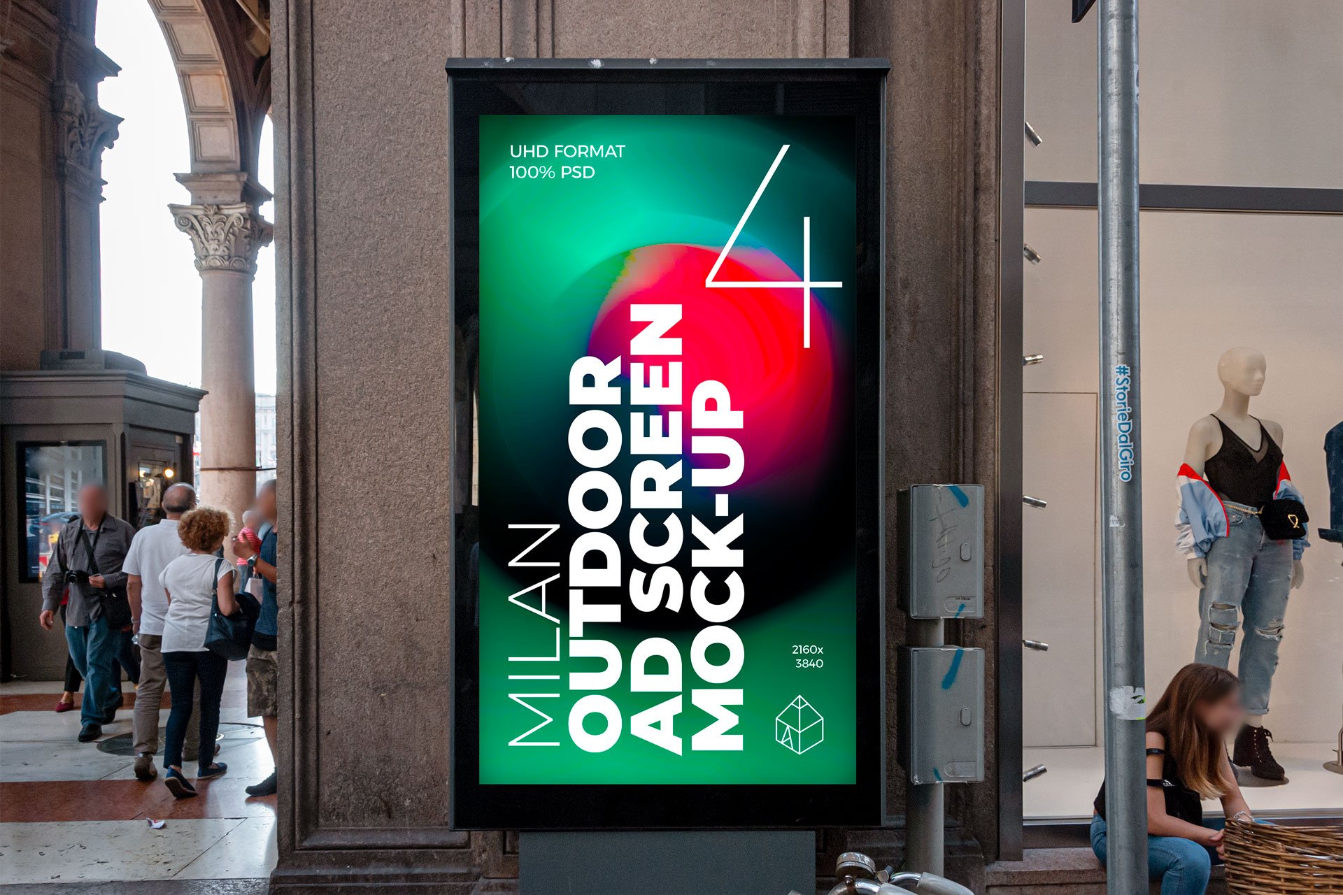 21款城市街头海报灯箱广告牌样机PSD模板素材 Milan Outdoor Ad Screen MockUps Set_img_2