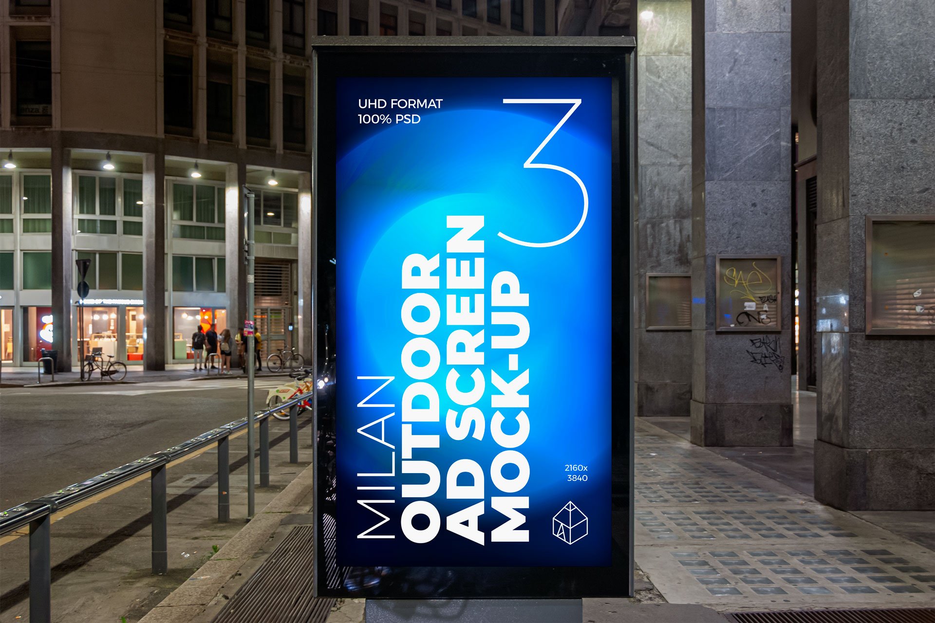 21款城市街头海报灯箱广告牌样机PSD模板素材 Milan Outdoor Ad Screen MockUps Set_img_2