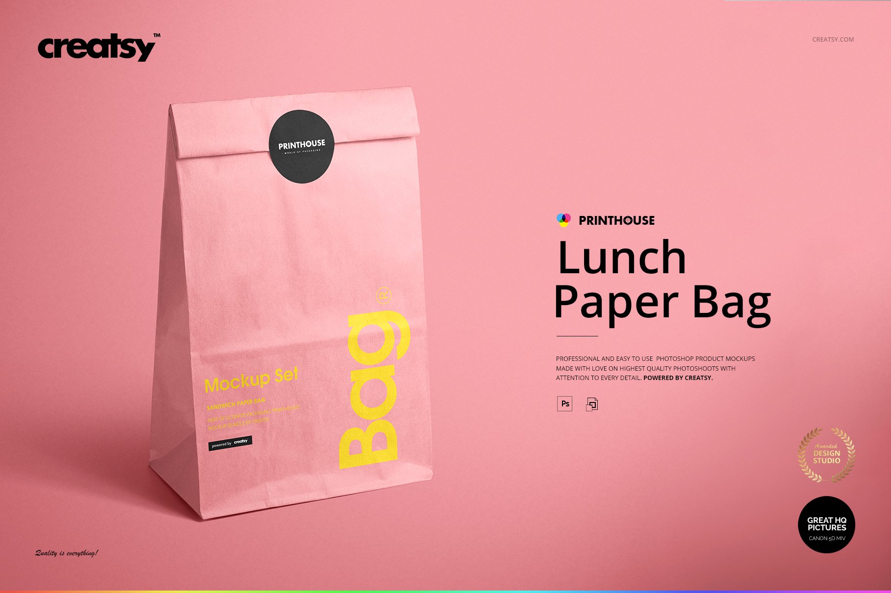 9款现代时尚食品外卖牛皮纸包装袋设计贴图样机合集 Lunch Bag Mockup Set_img_2